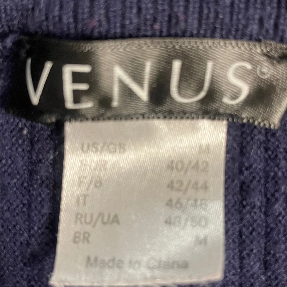 Venus Full Zip Ribbed Cardigan Sweater HiLo Navy Blue Long Slvs